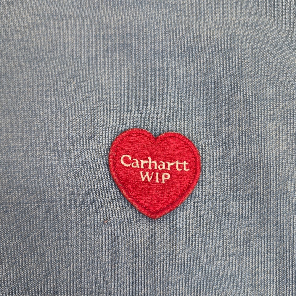 Carhartt WIP Heart Patch Hoodie Light Blue Stone Wash Sweatshirt Unisex Women XS - Picture 5 of 15